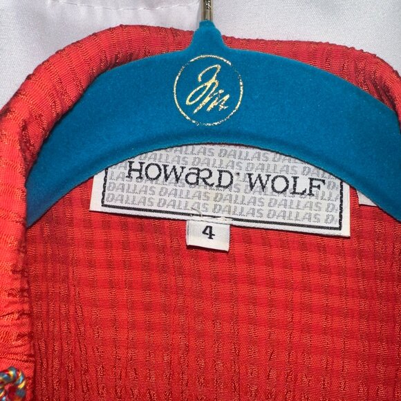 Vtg Howard Wolf 80's Woman Orange Floral Hawaiian Shirt Blouse Size 4 - Picture 14 of 15